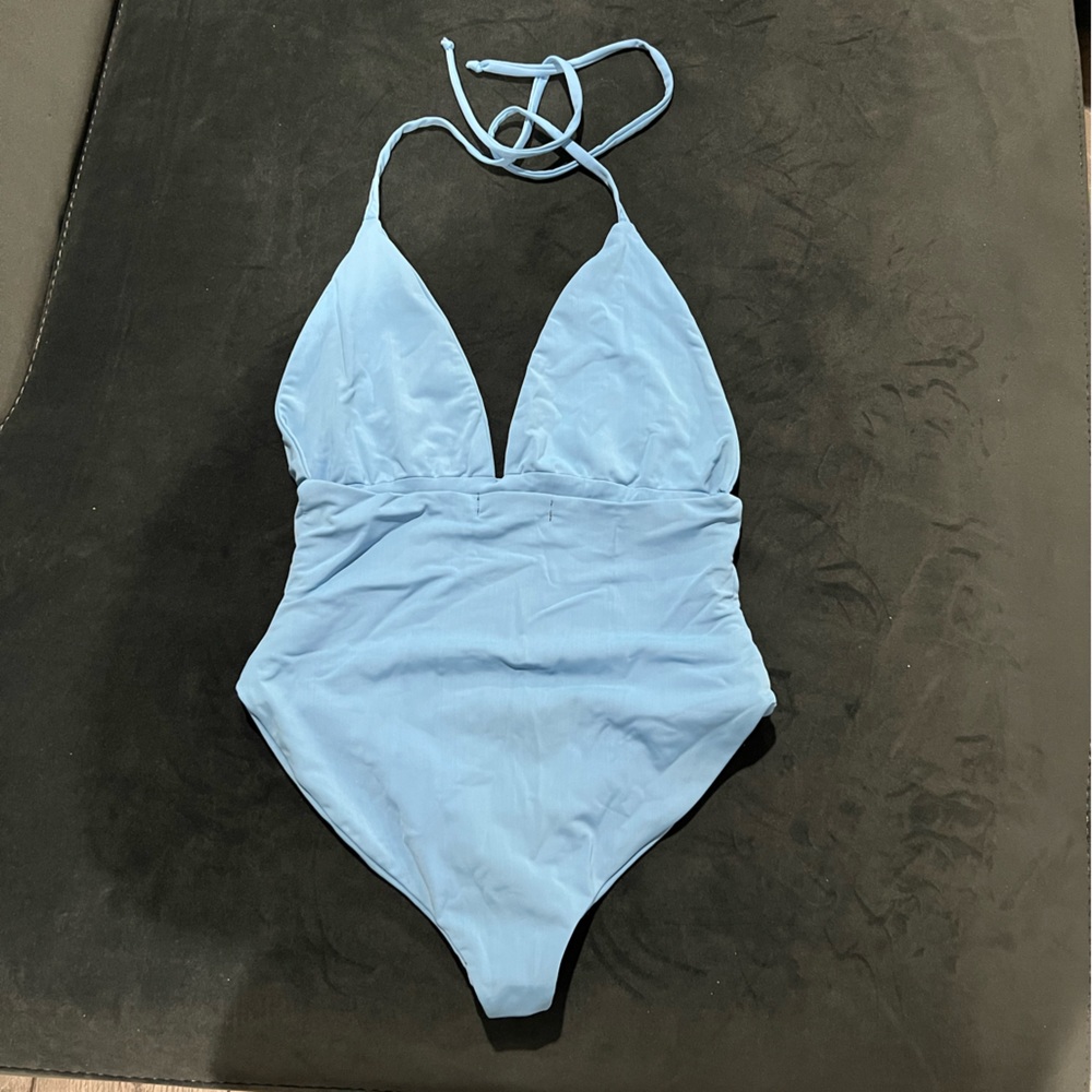 Light blue sexy one piece swimsuit